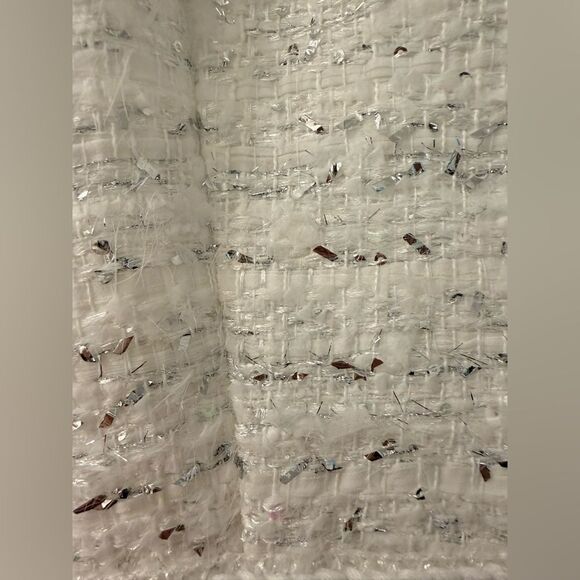 NWOT Milly Raven Feather-Trim Metallic Tweed Minidress, US4/UK8 - Picture 11 of 16